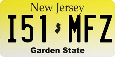 NJ license plate I51MFZ