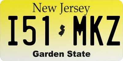 NJ license plate I51MKZ