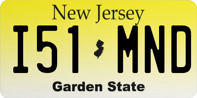 NJ license plate I51MND