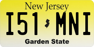 NJ license plate I51MNI