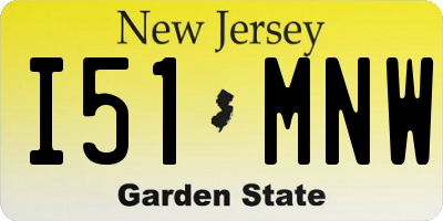 NJ license plate I51MNW