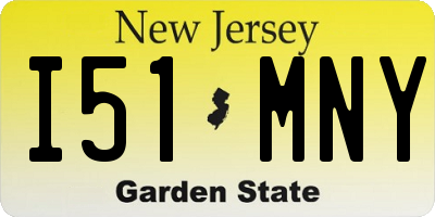 NJ license plate I51MNY