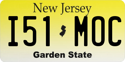 NJ license plate I51MOC
