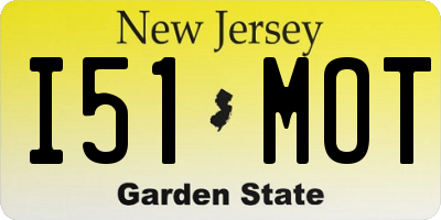 NJ license plate I51MOT