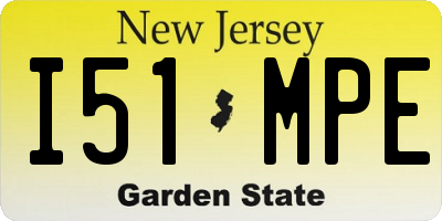 NJ license plate I51MPE