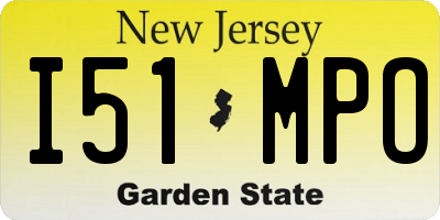 NJ license plate I51MPO