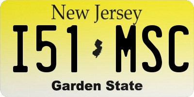 NJ license plate I51MSC