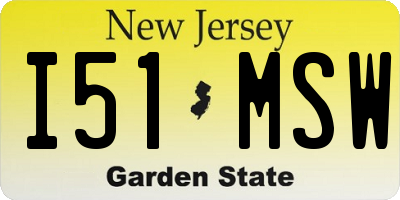 NJ license plate I51MSW