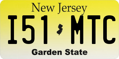 NJ license plate I51MTC