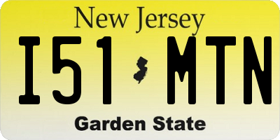 NJ license plate I51MTN