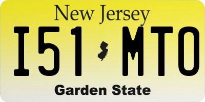 NJ license plate I51MTO