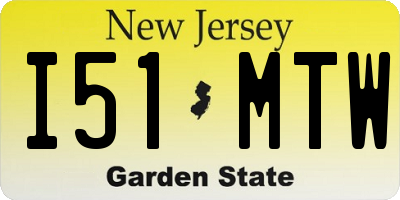 NJ license plate I51MTW