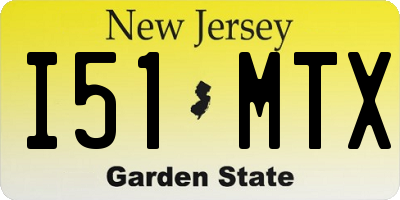 NJ license plate I51MTX