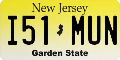 NJ license plate I51MUN