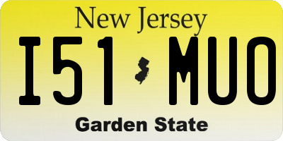 NJ license plate I51MUO