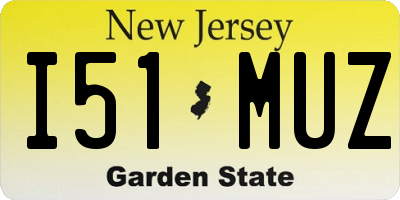 NJ license plate I51MUZ