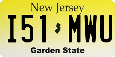 NJ license plate I51MWU