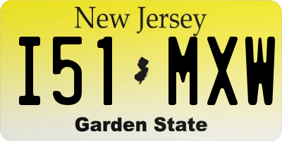 NJ license plate I51MXW