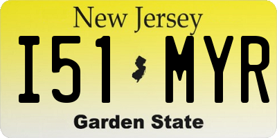 NJ license plate I51MYR