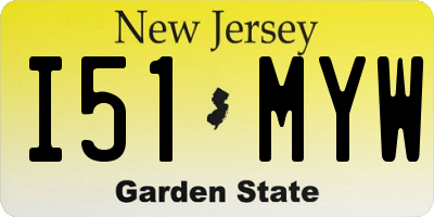 NJ license plate I51MYW