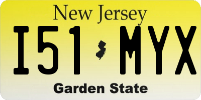 NJ license plate I51MYX