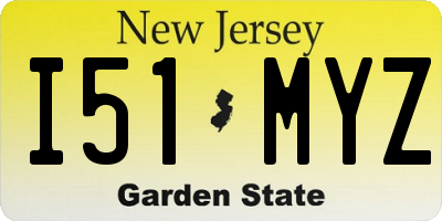 NJ license plate I51MYZ