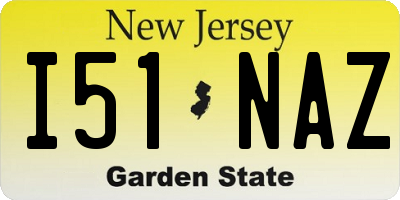NJ license plate I51NAZ