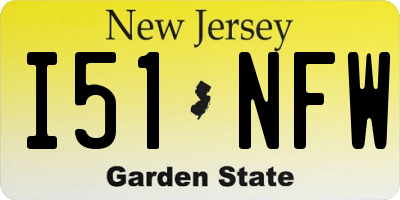 NJ license plate I51NFW