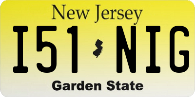 NJ license plate I51NIG