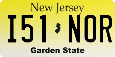 NJ license plate I51NOR