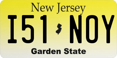 NJ license plate I51NOY