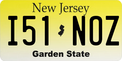 NJ license plate I51NOZ