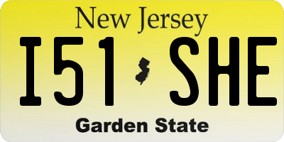 NJ license plate I51SHE
