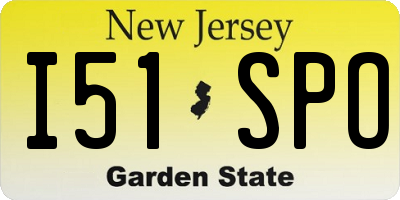 NJ license plate I51SPO