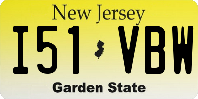 NJ license plate I51VBW