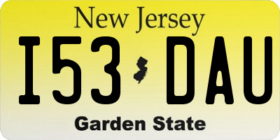 NJ license plate I53DAU