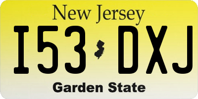 NJ license plate I53DXJ