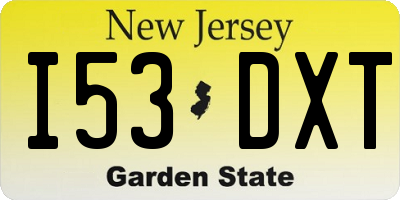 NJ license plate I53DXT