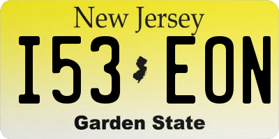 NJ license plate I53EON