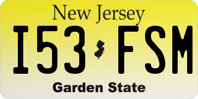 NJ license plate I53FSM