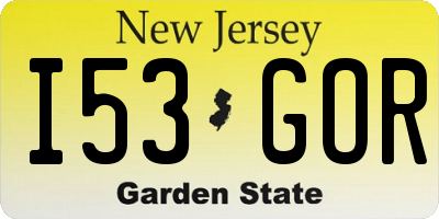 NJ license plate I53GOR