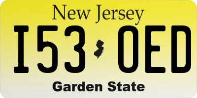 NJ license plate I53OED