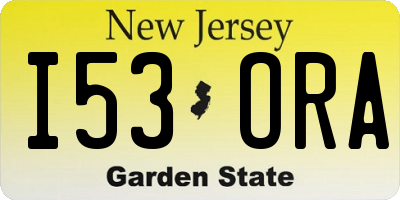 NJ license plate I53ORA