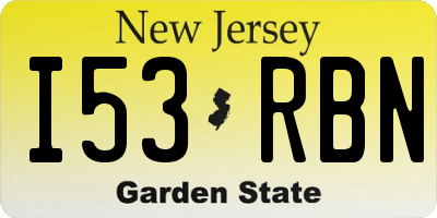 NJ license plate I53RBN