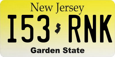 NJ license plate I53RNK