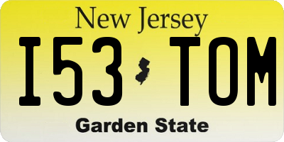 NJ license plate I53TOM