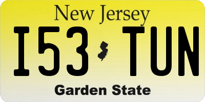 NJ license plate I53TUN