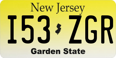 NJ license plate I53ZGR