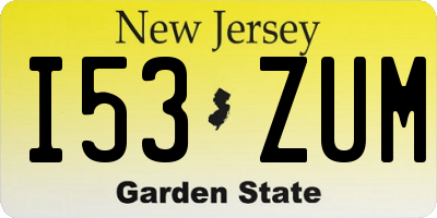 NJ license plate I53ZUM