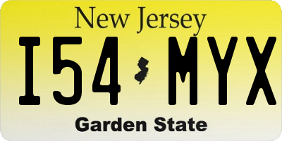 NJ license plate I54MYX